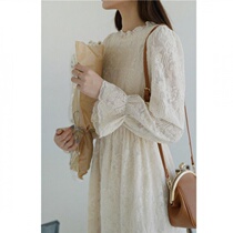  2021 autumn and winter new Korean fashion waist thin lace bottoming skirt wild fairy western style dress trend