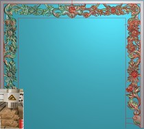 Flower and grass Buddha niche hanging down with line jdp fine carving picture computer engraving wood carving tree peony hollowed-out grey scale picture