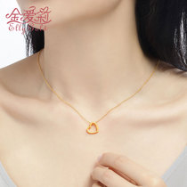 Jin Aili gold pendant new love necklace for women 3D hard gold 999 pure gold fashion pure gold Tanabata gift