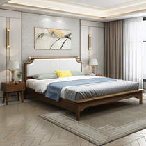  Nordic full solid wood bed 1 8 meters Master bedroom double bed 1 5 meters log bed Wedding bed Simple modern oak soft bed