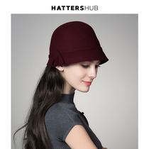 Hat Shihui temperament ladies autumn and winter wool felt hat bow bowler hat fashion winter woolen hat