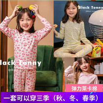 Little Black Tony Lycra underwear thin home clothes Children baby pure cotton girls Little Black Tony autumn pants autumn suit