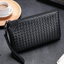 Hand woven mens handbag Mens leather handbag mens 2021 new sheepskin handbag mens zipper envelope bag