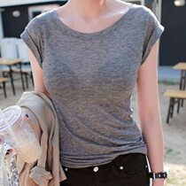 2021 Korean summer new womens thin slim coat womens round neck short sleeve solid color T-shirt female slim base