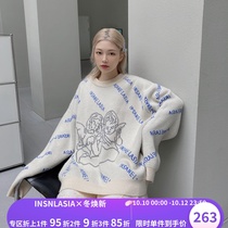 INSANE LASIA Original Angel Full Print Sweater Retro Lazy Tide Brand Mens and Womens Knitwear INSNLASIA