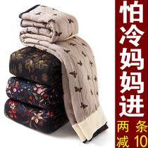 Mom winter plus velvet padded camel wool cotton pants high-waisted middle-aged and elderly female grandmother warm cotton pants