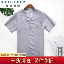 Platinum mens pajamas Germany Shuya thin linen can be worn out cardigan short sleeve summer homewear top