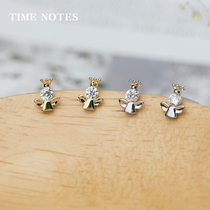 Silver Earrings Women 925 Silver Ear Cute Angel Crown Korean Silver Jewelry Electroplating 14K Gold Tanabata