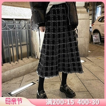 Pregnant woman winter clothing 2021 new womens autumn winter Toabdominal a half dress with long winter boomer plaid half-body dress