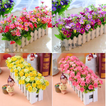 Silk flower pastoral style home decoration 16 30 50cm rectangular wood fence simulation flower ornament finished product