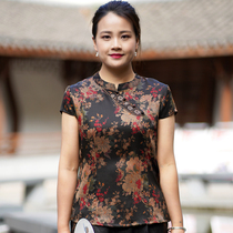 Real silk shirt woman 2022 new blouses Hangzhou mulberry silk big code mom thickened short sleeve autumn