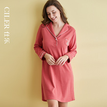 Shile Lady cotton sweet cute autumn and winter thick cotton needle hipster pajamas home dress