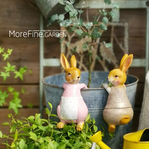 Model new product Garden decoration grocery ornaments Climbing cylinder climbing flower pot resin rabbit pair
