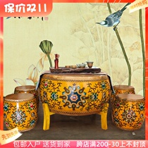 Modern new Chinese personality creative kung fu small apartment tatami drum coffee table round table living room set furniture