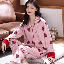 Spring and autumn cotton pajamas womens long-sleeved skin-friendly cotton light and light small code sports 150cm140-145xs code shorty