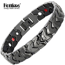 New Korean Germanium Magnetic Bracelet Black Heart Stainless Steel Bracelet Titanium Steel Mens Magnetic Bracelet