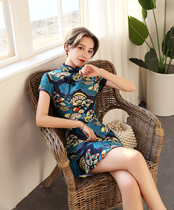 Improved version of cheongsam dress 2019 new female summer low collar fashion change new Chinese style girl Young