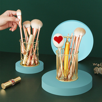 Makeup brush storage bucket ins Wind Nordic desktop metal beauty makeup eye shadow eyebrow pen eyeliner portable pen holder storage box