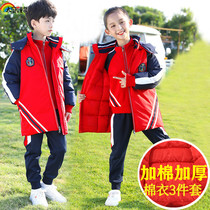 Elementary School School Uniforms Spring Autumn Season Sportswear Suit Children First Grade Class Clothes Red Cotton Jersey Kindergarten Three Sets
