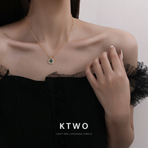 Korean fashion temperament new bag K gold necklace female color gold simple green ghost pendant i tide niche clavicle chain