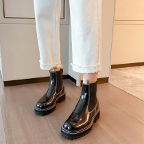 2021 Autumn New Yang Mi same style cheser boots English style thick soled Joker leather Martin boots female