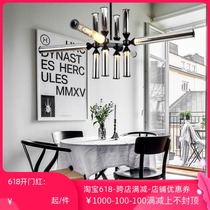 Postmodern light luxury lamp Nordic creative art personality designer glass tube LED bedroom dining room living room chandelier