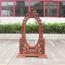 Burmese rosewood dressing mirror big fruit red sandalwood floor-standing fitting mirror mahogany dressing mirror hand-carved