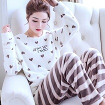 2020 New Coral Suede Pajamas Woman Autumn Winter Flannel Plus Suede Thick Spring Autumn Extras Wear Home Suit Suit
