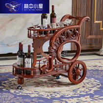European dining car wine truck high-end hotel trolley dish rack luxury double-layer mobile small sliding cart