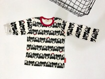 (Horse Sheep) exported to Japan spring knitted cotton men and women Children Baby round neck Black Bear series Long Sleeve T sleeve