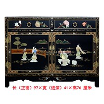 Yangzhou lacquerware manufacturers Neoclassical lacquer art home decoration bone stone inlaid characters double-door double-drawer entrance decorative cabinet
