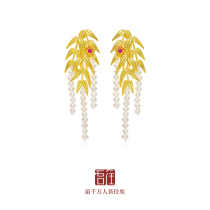 I head to bamboo Acoustic Pearl Ear Clip Hanfu National Wind Brand Original Design Retro Jewelry Lady Earrings Accessories