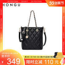 Red Valley Womens Bag 2021 New Tide Fashion Bull Leather Rhombog Single Shoulder Bag Small Balsamic Wind Bucket Bag Package Woman Temperament 4188