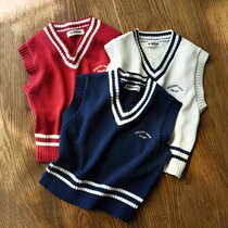 Childrens woolen waistcoat female large child waistcoat spring autumn outside wearing girl knit knitwear 2021 new waistcoat fur vest