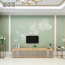 New Chinese wallpaper wall cloth background wall flower TV background wall paper background wall painting fresh wallpaper wall cloth