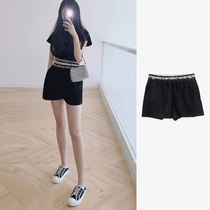 T BY ALEXANDER WANG Velvet Waist Caption Shorts Positive Code 4CC1204025-001