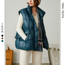 Stand collar light down jacket short winter wear 2020 new women loose waist white duck down warm vest jacket