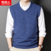South Pole Spring Autumn Season Knitwear Vest Man V Collar Sweater Mid-life Dad Loaded Knit Waistcoat Fur Coat Kampa Shoulder
