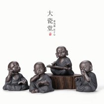 Big porcelain hall kung fu small monk color sand pottery purple sand pottery purple sand tea set tea ceremony accessories tea play special boutique tea pet ornaments