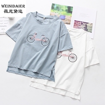 Summer new automatic car embroidery short sleeve T-shirt female French single original tail single foreign trade cabbage price 2019