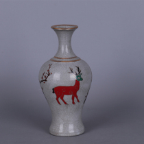 Northern Song Dynasty Ru kiln painted deer Mei figure Gold plum bottle antique porcelain play Dong old small ornaments old goods unearthed collection