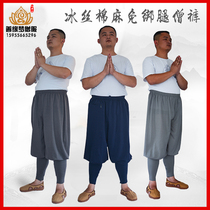 Shanyuan brand monk clothing Thai ice silk cotton linen pants breathable soft leggings monk Kung fu pants winter