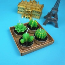 Succulents small candle cute green Cactus palm Home decoration Smoke-free birthday gift simulation potted plant