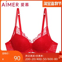 Love 19 new underwear 3 4 medium thick mold cup lace gathered red life bra AM112681