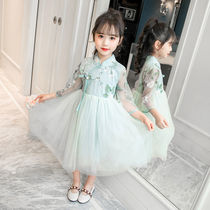 Girl princess skirt 2020 Spring and Autumn New Style New style cheongsam Chinese style dress children embroidery Tang dress