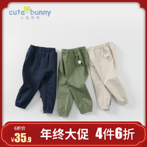 Baby casual pants 2021 autumn new girls cotton pants baby Joker elastic waist pants can be opened