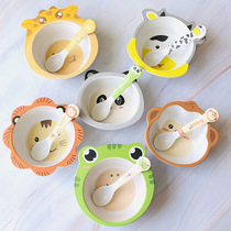 Bamboo fiber childrens tableware bowl Baby bowl Cartoon household portable kindergarten eating bowl Cute baby auxiliary food bowl