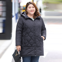 Thickened cotton clothes womens 2020 winter new large size fat mm medium and long loose cotton clothes hooded jacket 200 jin tide