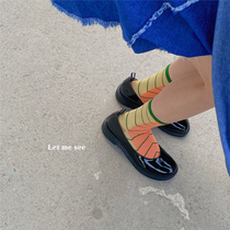 LET ME SEE 2021 summer new personalized striped cotton socks simple breathable midline socks