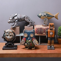 Nordic creative owl robot crafts ornaments Nordic sculpture office living room art decorations